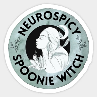 Neurospicy Spoonie Witch Teal Sticker